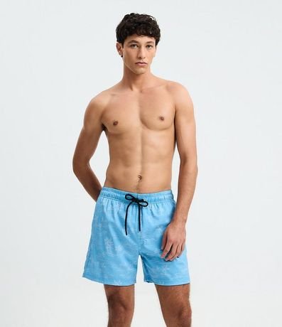 Bermuda de Baño en Microfibra Ligera con Estampado de Ícones Playero