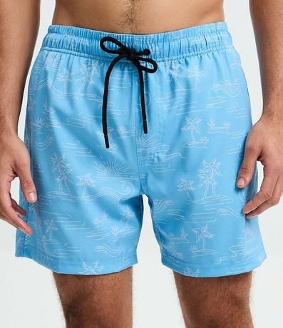 Bermuda de Baño en Microfibra Ligera con Estampado de Ícones Playero 2