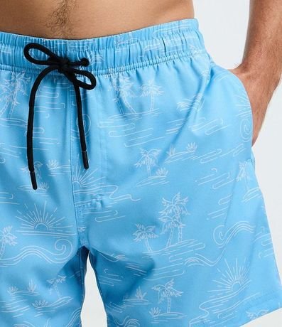 Bermuda de Baño en Microfibra Ligera con Estampado de Ícones Playero 3