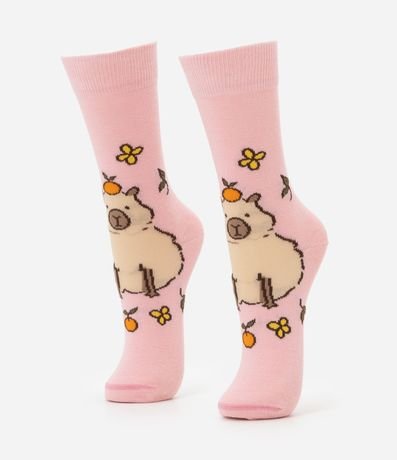 Media Caña Larga en Algodón con Estampa Carpincho 1