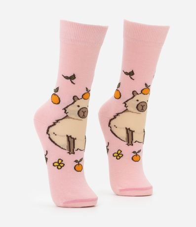 Media Caña Larga en Algodón con Estampa Carpincho 2