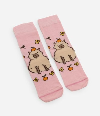 Media Caña Larga en Algodón con Estampa Carpincho 4