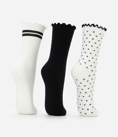 Kit 03 Medias Cano Mediano en Algodón con Acabado Bordado 3