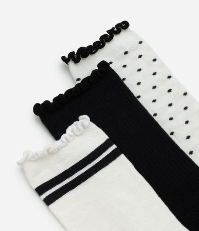 Kit 03 Medias Cano Mediano en Algodón con Acabado Bordado 4