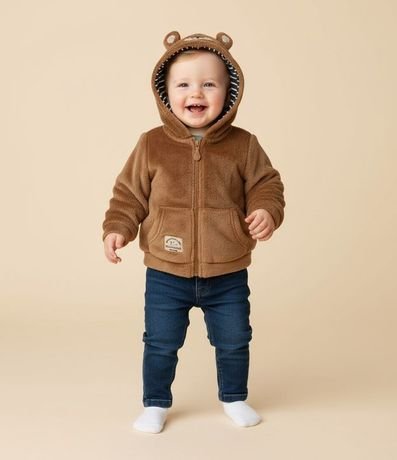 Saco Infantil con Capucha de Oso y Orejas Interactivas – Talle RN a 18 Meses