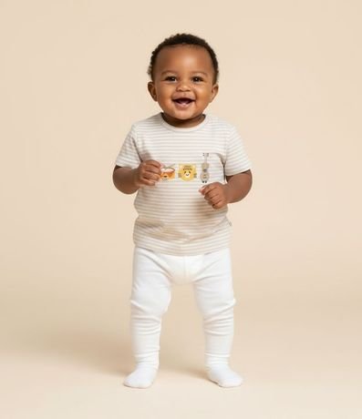 Pantalón Infantil Acanalada con Botones en el Ruedo – Talle RN a 18 Meses