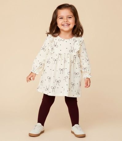 Vestido Infantil con Estampa de Moñitas y Media Can Can – Talle 1 a 5/6 años