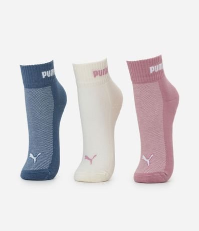 Kit 03 Medias Caña Corta en Algodón Puma