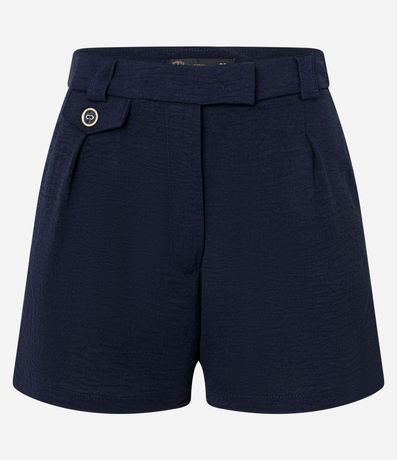 Short de Cintura Alta en Airflow Pliegues y Solapa Abotonada