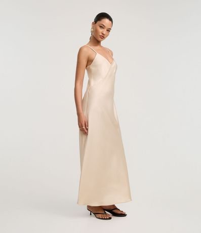 Vestido Satinado de Bretel con Recorte en el Busto 4