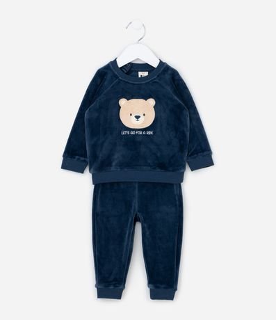 Conjunto Infantil en Plush con Bordado de Oso – Talle 0 a 18 Meses 2