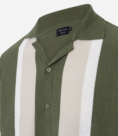 Camisa Regular en Punto Leve con Rayas Contrastantes 7