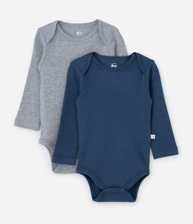Kit 02 Bodies Infantiles en Suedine con Cuello Americano – Talle RN a 18 Meses