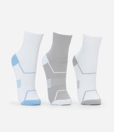 Kit 03 Medias Cano Mediano Deportivas en Poliamida con Estampado Geométrico 2