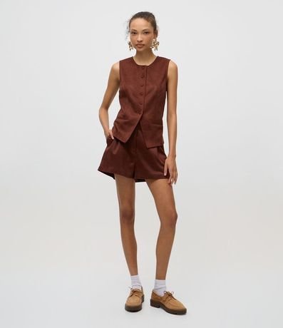 Short Evasê en Gamuza con Pliegues