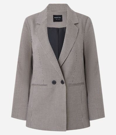 Blazer Alargado en Sastre con Estampa de Cuadros  Pied de Poule 4