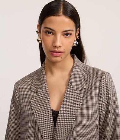 Blazer Alargado en Sastre con Estampa de Cuadros  Pied de Poule 2