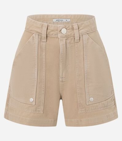 Short Mom en Sarga con Bolsillo Carpintero y Cintura Alta 5