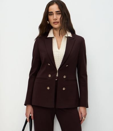 Blazer en Punto Roma Sastrería con Botones Escudo