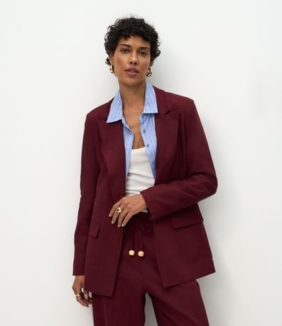 Blazer en Viscolino con Lapelas y Botón Único 2