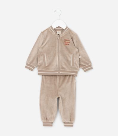 Conjunto Infantil en Plush con Campera Bordada y Pantalón – Talle 0 a 18 Meses 2