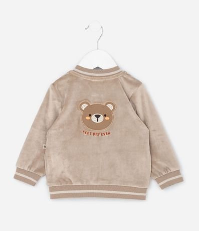 Conjunto Infantil en Plush con Campera Bordada y Pantalón – Talle 0 a 18 Meses 4