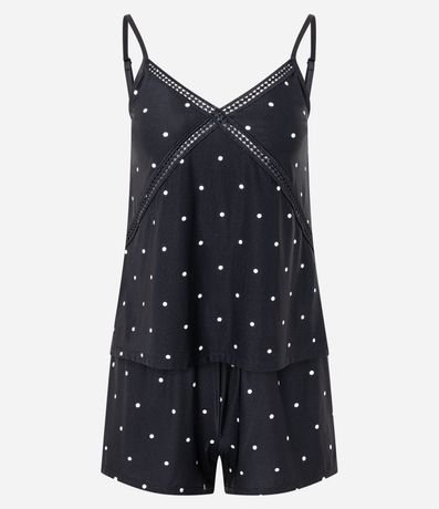 Pijama Short Doll en Microfibra con Bretel Fino y Estampa Lunares 4