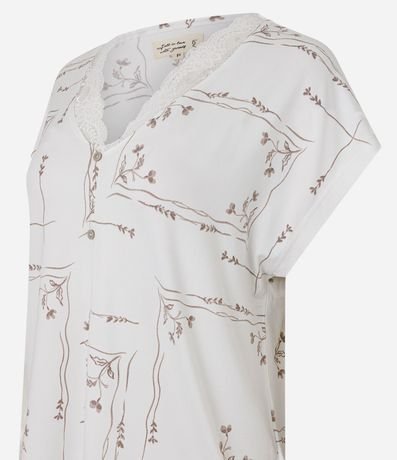 Pijama Capri Peach Touch con Encaje y Estampado Floral 2