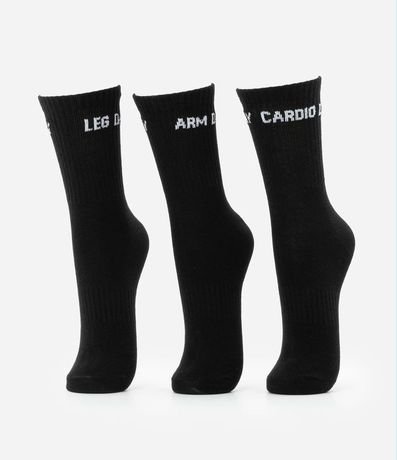 Kit 03 Medias Caña Larga Deportivas en Algodón Canelado con Estampa Dia de Treino