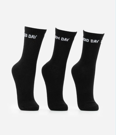 Kit 03 Medias Caña Larga Deportivas en Algodón Canelado con Estampa Dia de Treino 2