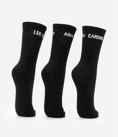 Kit 03 Medias Caña Larga Deportivas en Algodón Canelado con Estampa Dia de Treino 3