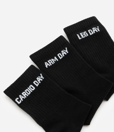 Kit 03 Medias Caña Larga Deportivas en Algodón Canelado con Estampa Dia de Treino 4