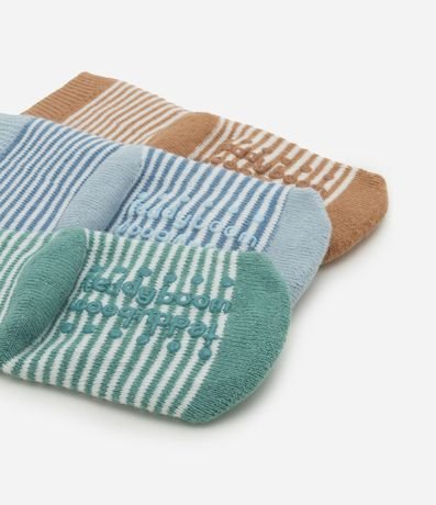Kit 03 Medias Infantiles Rayadas con Cara de Animalito - Talle RN a 12 meses 3