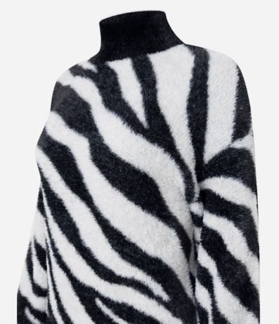 Suéter con Textura Peluciada y Estampa de Animal Print 2