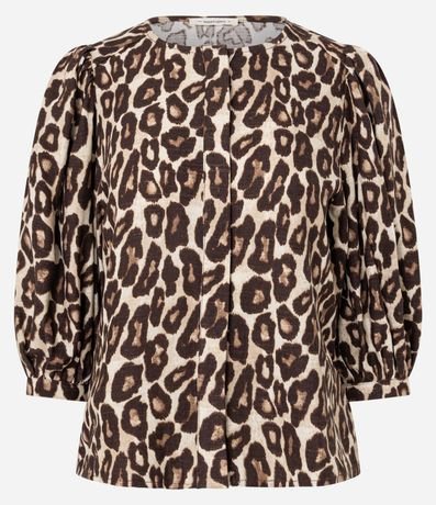 Blusa en Viscolino con Mangas Abullonadas y Estampado Animal Print 5