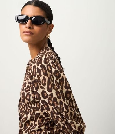 Blusa en Viscolino con Mangas Abullonadas y Estampado Animal Print 3
