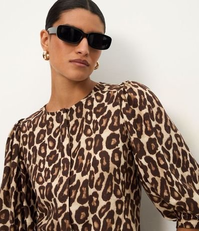 Blusa en Viscolino con Mangas Abullonadas y Estampado Animal Print 4