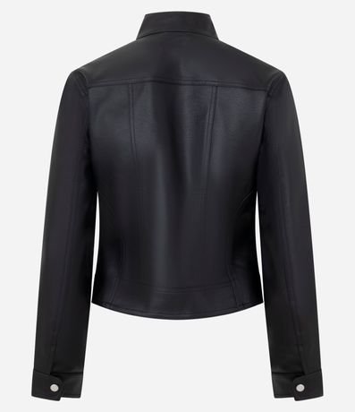 Campera en PU con Cuello Alto y Cremallera Delantera 5