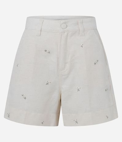 Short Cintura Alta en Algodón con Bordado Floral 5