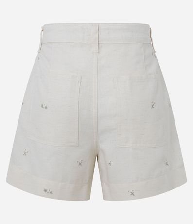 Short Cintura Alta en Algodón con Bordado Floral 7