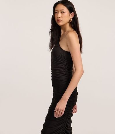 Vestido New Midi en Tule con Hombro Único y Fruncido Lateral 2