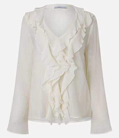 Blusa Texturizada en Viscosa con Volado de Escote 5