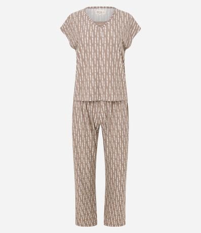 Pijama Largo Peach Touch con Encaje en el Cuello