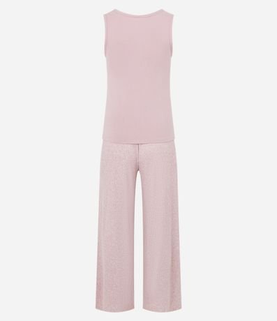 Pijama Largo en Punto con Textura Acanalada 5