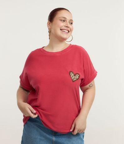 Remera en Algodón con Bordado Corazón Curve & Plus Size