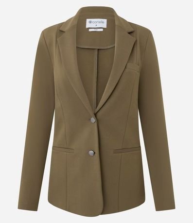 Blazer Slim Alargado en Punto Roma con Bolsillos Embutidos 5