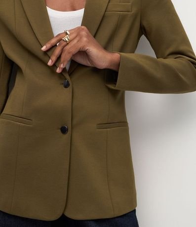 Blazer Slim Alargado en Punto Roma con Bolsillos Embutidos 4