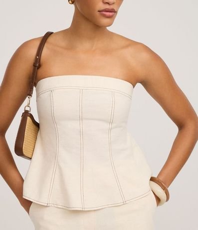 Blusa Peplum sin Asa en Viscolino con Costura Aparente 4