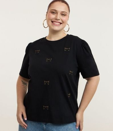 Remera en Algodón con Manga Abullonada y Lacitos Flocados Curve & Plus Size 2