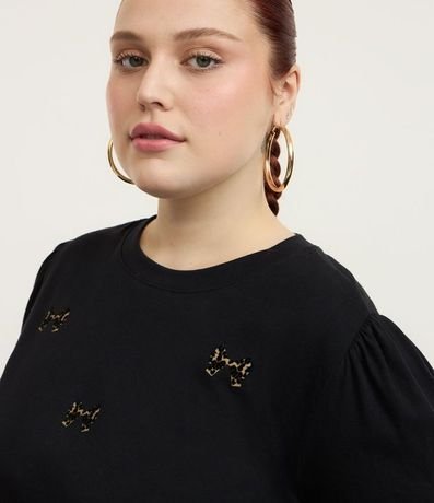 Remera en Algodón con Manga Abullonada y Lacitos Flocados Curve & Plus Size 3